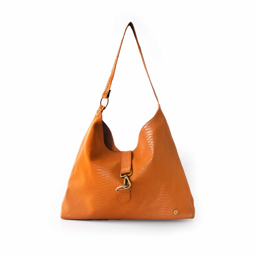 Elegant Caramel Leather Hobo Bag